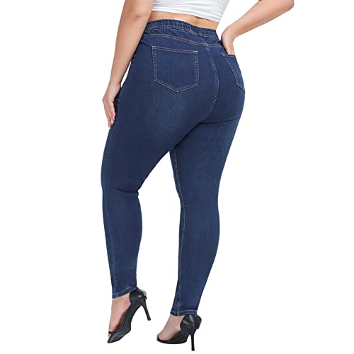 LICTZNEE Jeggings for Women High Waist, Stretchy Jeans Slim Fit Leg Pull on Jean with Pockets, Soft Breathable Cotton Blend