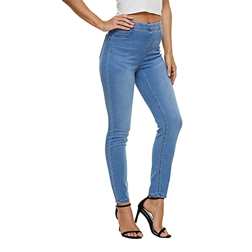 LICTZNEE Jeggings for Women High Waist, Stretchy Jeans Slim Fit Leg Pull on Jean with Pockets, Soft Breathable Cotton Blend