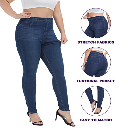 LICTZNEE Jeggings for Women High Waist, Stretchy Jeans Slim Fit Leg Pull on Jean with Pockets, Soft Breathable Cotton Blend