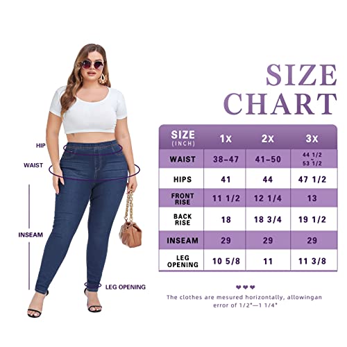 LICTZNEE Jeggings for Women High Waist, Stretchy Jeans Slim Fit Leg Pull on Jean with Pockets, Soft Breathable Cotton Blend