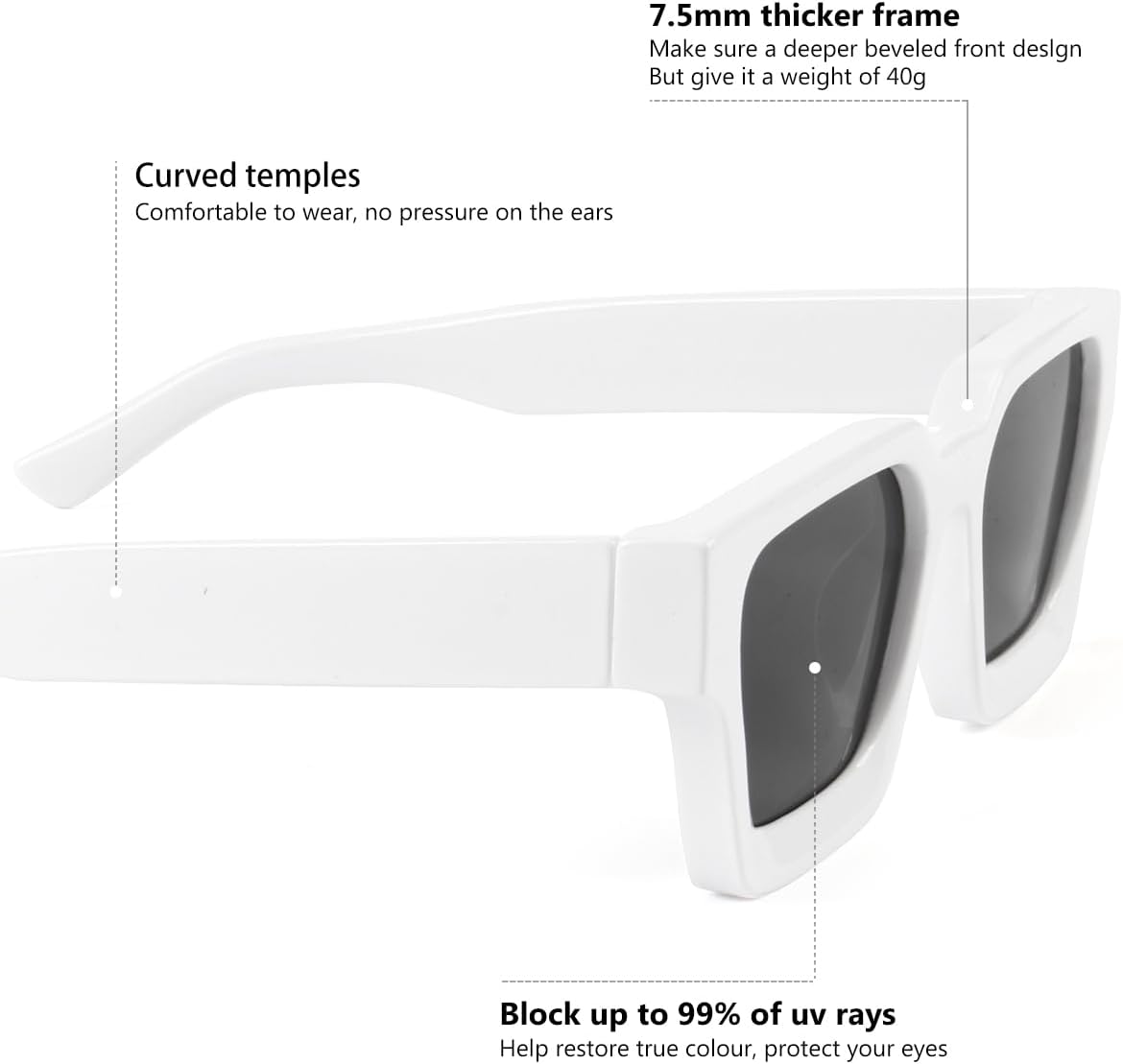Trendy Square Sunglasses for Men Women Fashion Thick Rectangle Sun Glasses UV Protection Shades Designer Style