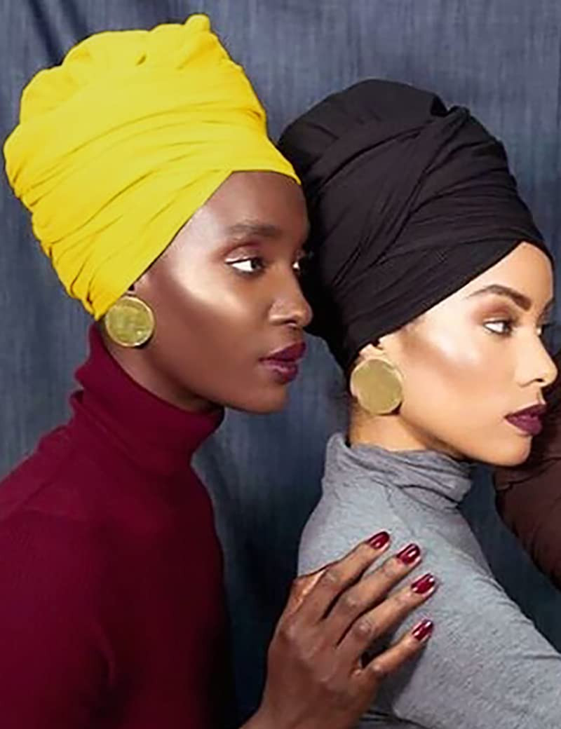 Harewom 3PCS Head Wraps for Black Women Turban Headwraps Stretchy African Hair Wraps