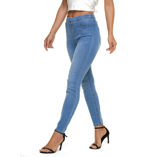 LICTZNEE Jeggings for Women High Waist, Stretchy Jeans Slim Fit Leg Pull on Jean with Pockets, Soft Breathable Cotton Blend