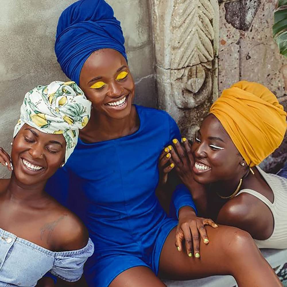 Harewom 3PCS Head Wraps for Black Women Turban Headwraps Stretchy African Hair Wraps