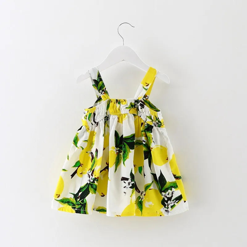 Summer Baby Girl Dress Lemon Print Newborn Infant Dresses Christening Gowns Princess Birthday Dress for Baby Girl