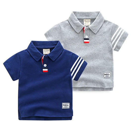 Summer Boys Active T-shirts Cotton Toddler Kids Polo Tops Tees Quality Children's Clothes