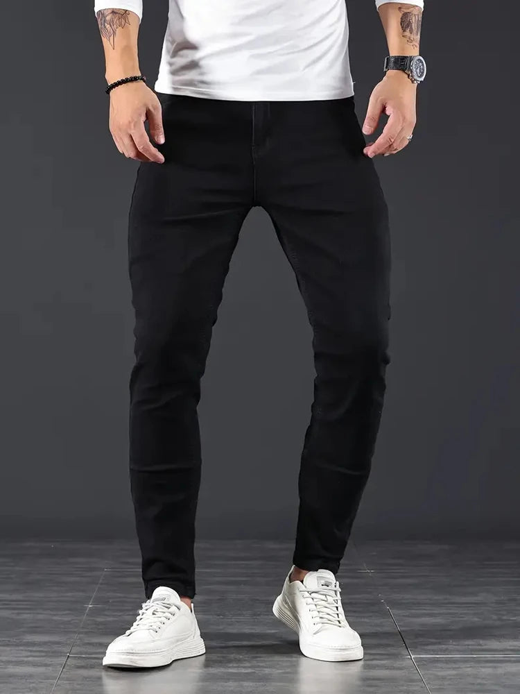 4 Color Men's Slim fitting Jeans, Elastic Tight Fit Jeans Light Luxury Casual Jeans,Sexy Stylish Street Jeans High Quality