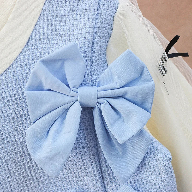 Girls' Dress Spring and Autumn 2024 New Princess Dress Spring Baby's First Birthday Party Small Fragrant Bowknot Dress