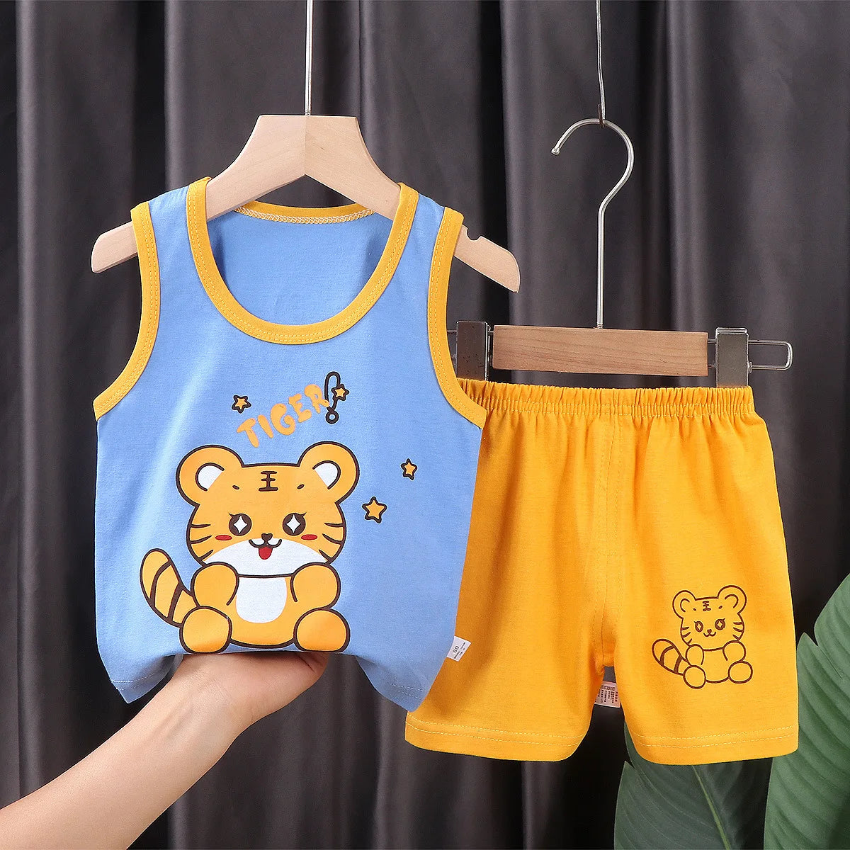 Children Clothing Set Child Vest Suit Summer Cotton New Girls Shorts Clothes Baby Boys Sleeveless Suit Kid Clothes