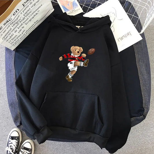 2023 New Hoodie For Men Cute Sports Bear Print Sweatshirt Casual Track Street Unisex Clothing Fashion Y2k Top