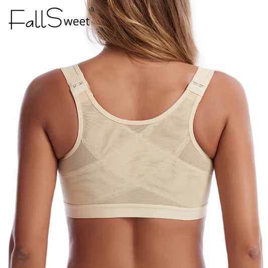 FallSweet Push Up Sports Bra Active Bras Top Women Front Closure Brasiere Posture Corrector Underwear Vest Plus Size Lingerie