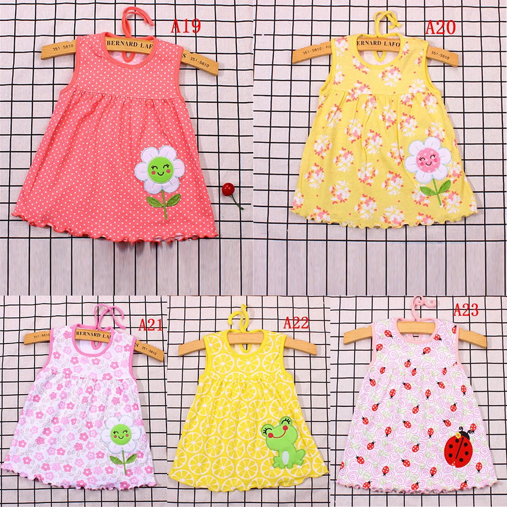 0-24M New borns Cotton Flower Sleeveless Dresses Baby Girls Summer Multi Pattern Clothes Kids Princess Dress for 0-2Y Children