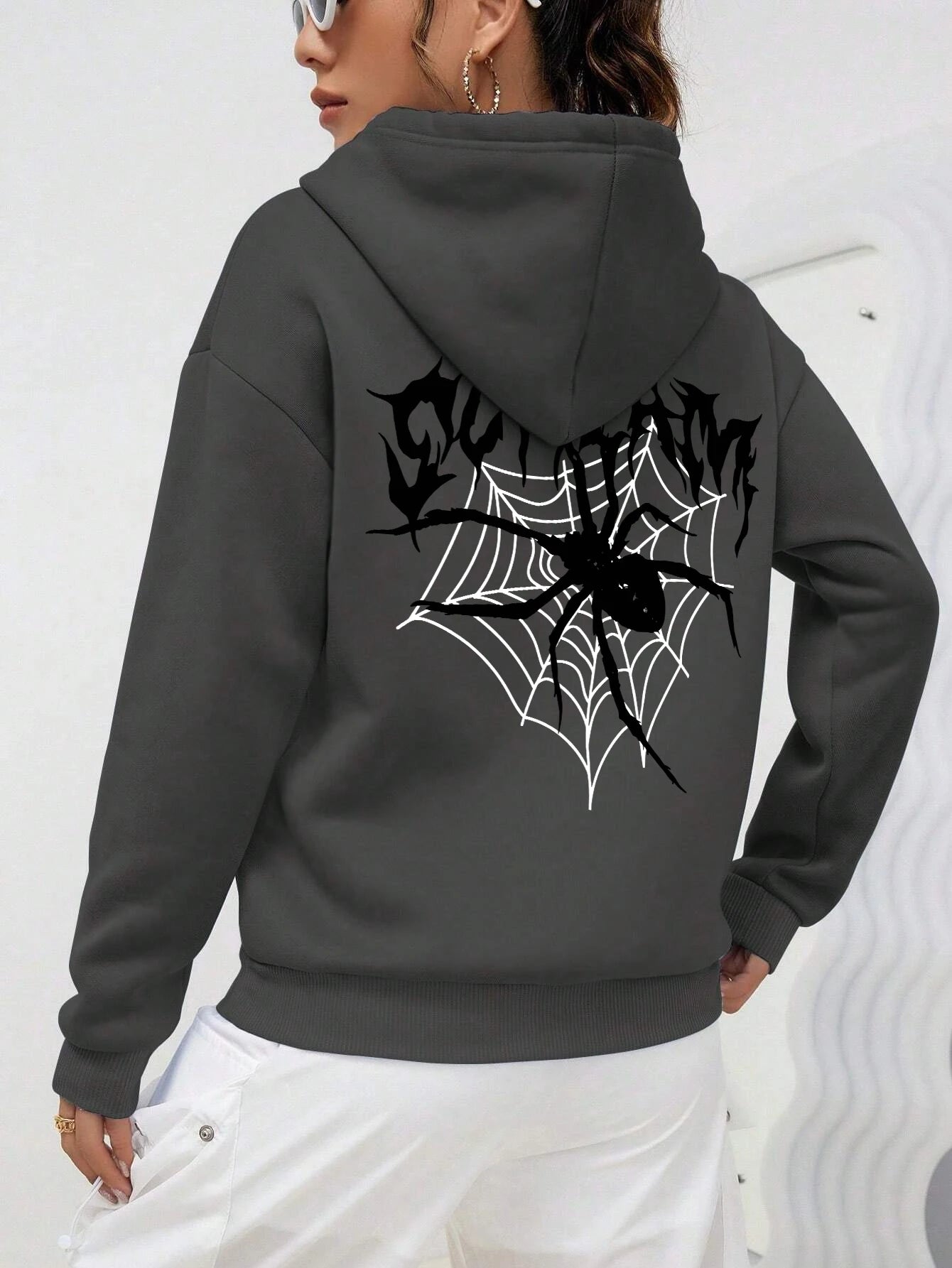 Scream Spiders & Cobwebs Printing Women Hoodies Harajuku Oversize Hoody Fashion Loose Clothing Comfortable Sweatshirt Female
