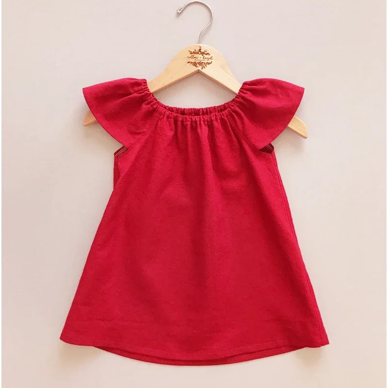 Summer Toddler Infant Baby Dress Solid Cotton Simple Baby Girls Home Dress