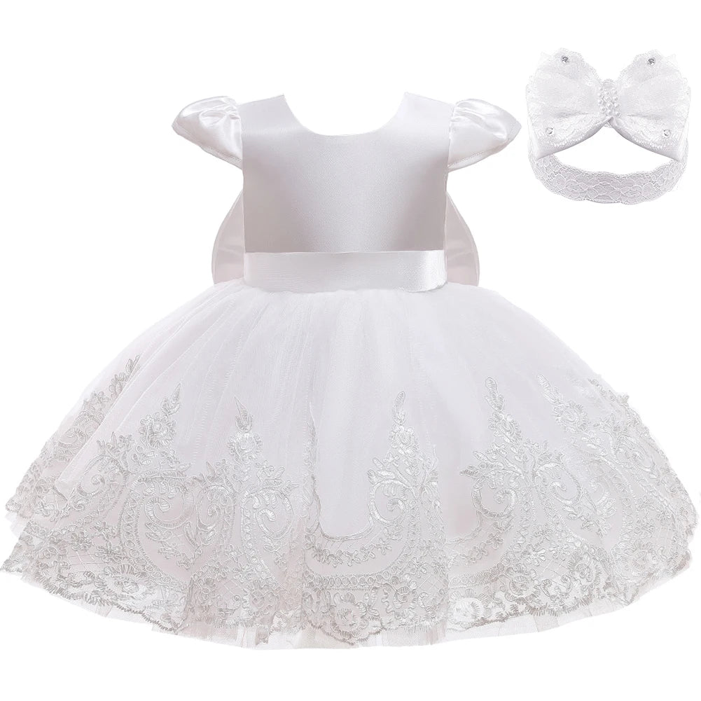 New Years Wedding Princess Dress For Girls Kid Vestidos Birthday One Year Dress Party Baptism Bow Clothes Christmas Costume 0-2Y