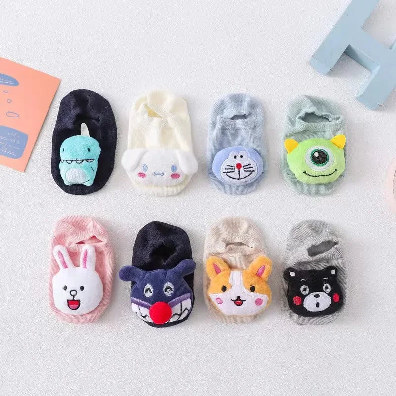 2023 New Ins Style Baby Ankle Sock Girl Cute Cartoon Cat Kitty Invisible Socks Infant Newborn Boy Cotton Anti Slip Doll Socks