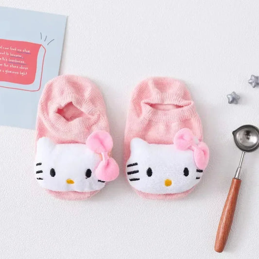 2023 New Ins Style Baby Ankle Sock Girl Cute Cartoon Cat Kitty Invisible Socks Infant Newborn Boy Cotton Anti Slip Doll Socks