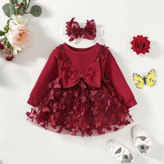 Baby Dresses for Girls Spring Autumn Girl Dress Child Baby Sweet Princess Dress Infant Fashion Girl Mesh Butterfly Newborn Dress
